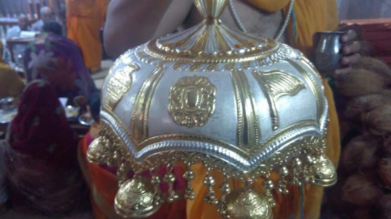 Silver and gold-plated temple chhatra